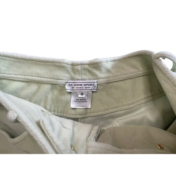 St. John Sport by Marie Gray Size 4 Velour Velvet Spring Green Pants Vintage - Picture 6 of 15